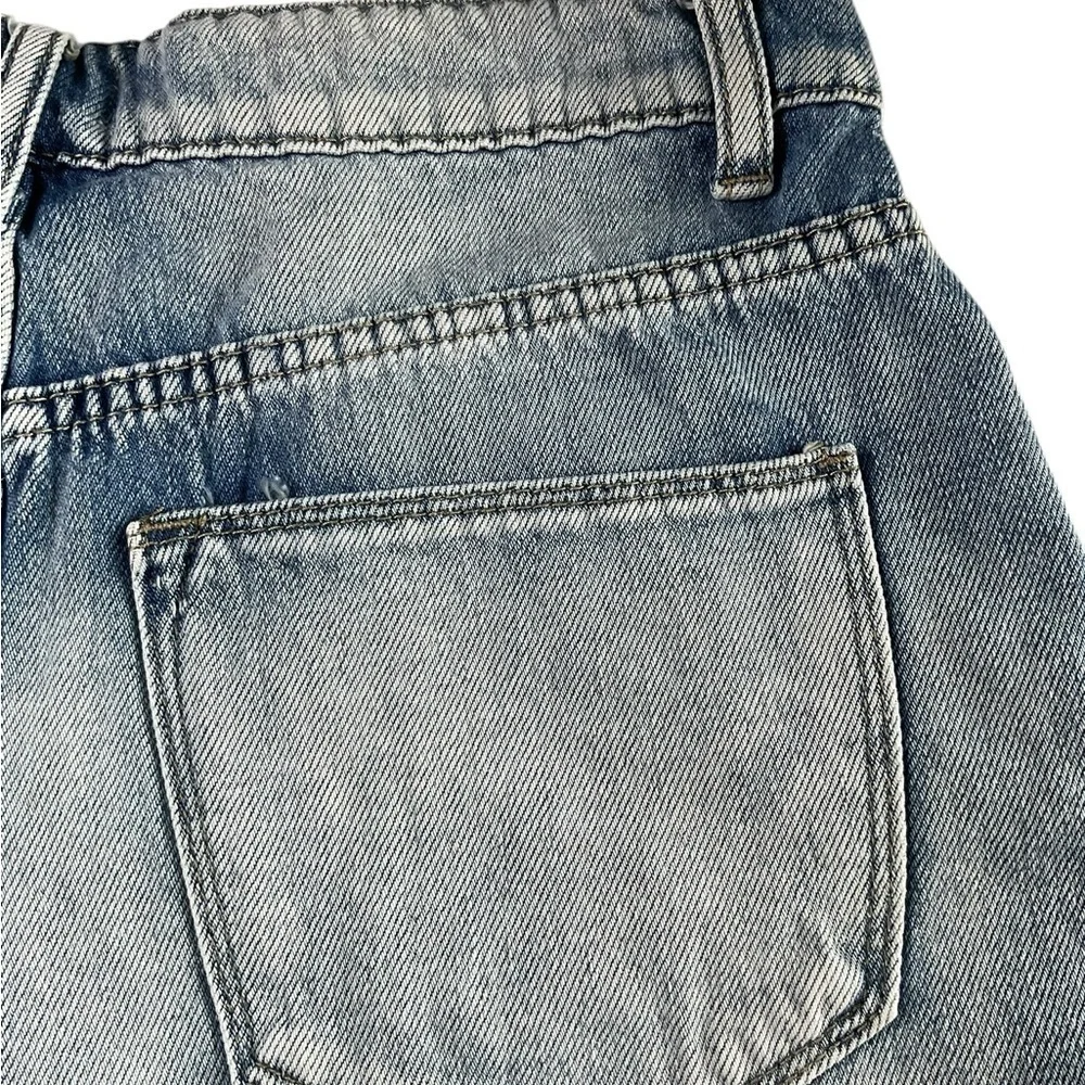 Pink Lily Blue Distressed Jean Shorts High-Waisted